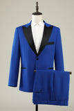 Slim Fit Peak Lapel One Button Blue Trajes de fiesta para hombres