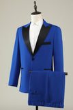 Slim Fit Peak Lapel One Button Blue Trajes de fiesta para hombres