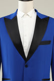 Slim Fit Peak Lapel One Button Blue Trajes de fiesta para hombres