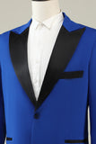 Slim Fit Peak Lapel One Button Blue Trajes de fiesta para hombres