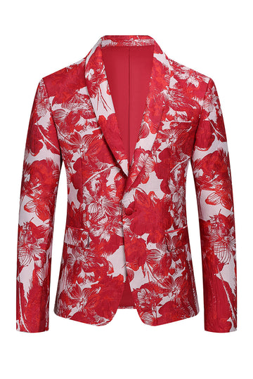 Jacquard Floral Rojo 2 Piezas Trajes de Hombre