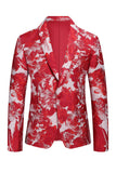 Jacquard Floral Rojo 2 Piezas Trajes de Hombre
