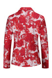 Jacquard Floral Rojo 2 Piezas Trajes de Hombre