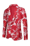 Jacquard Floral Rojo 2 Piezas Trajes de Hombre