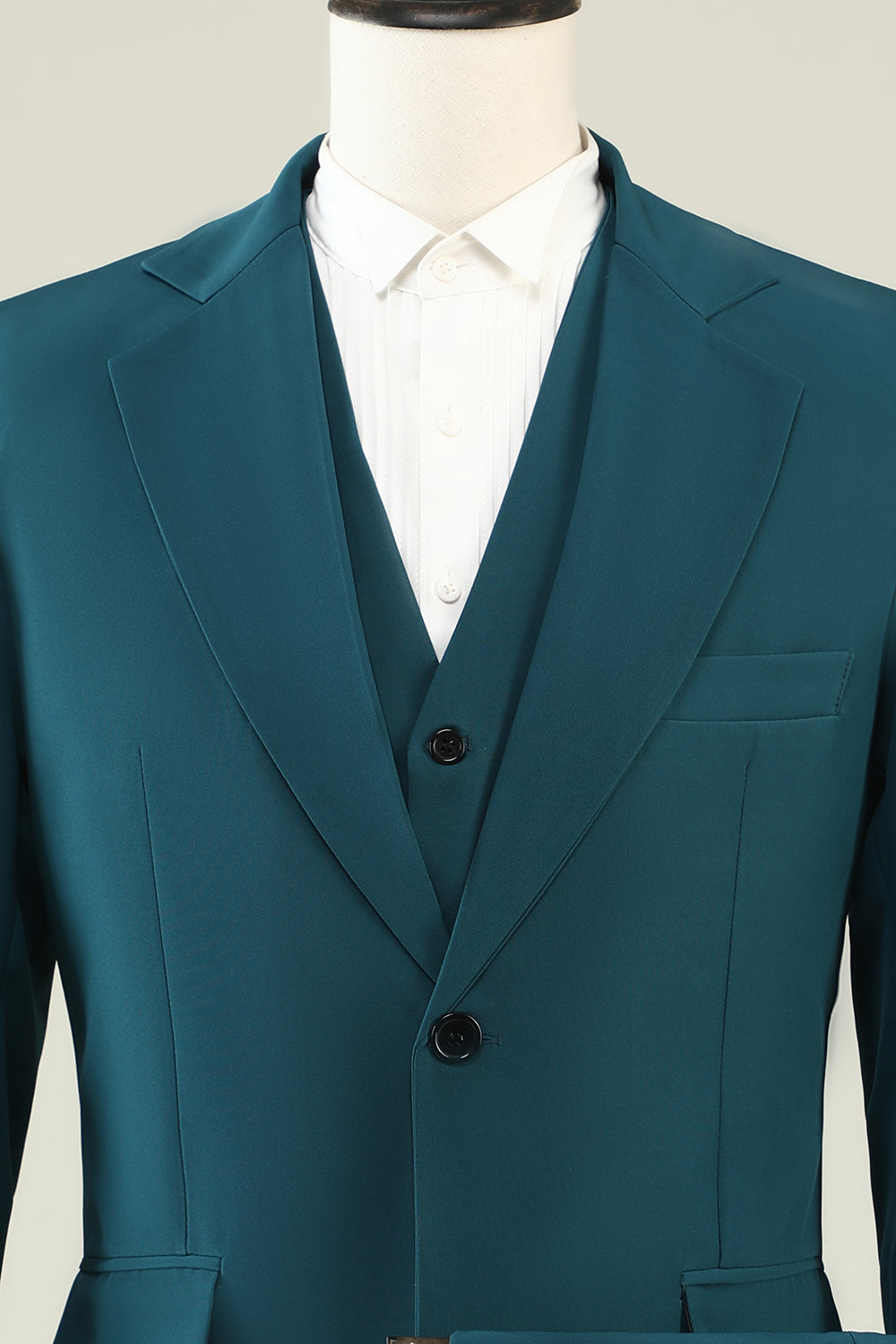 Trajes de fiesta para hombres de solapa verde oscuro con muescas de 3 piezas