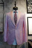 Chal Solapa Lentejuelas rosas Hombre Prom Blazer