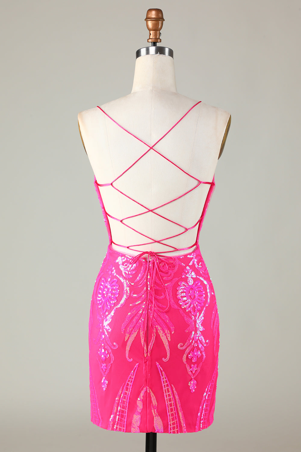 Fucsia Tirantes de Espagueti Vestido de Cóctel