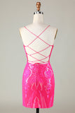 Fucsia Tirantes de Espagueti Vestido de Cóctel