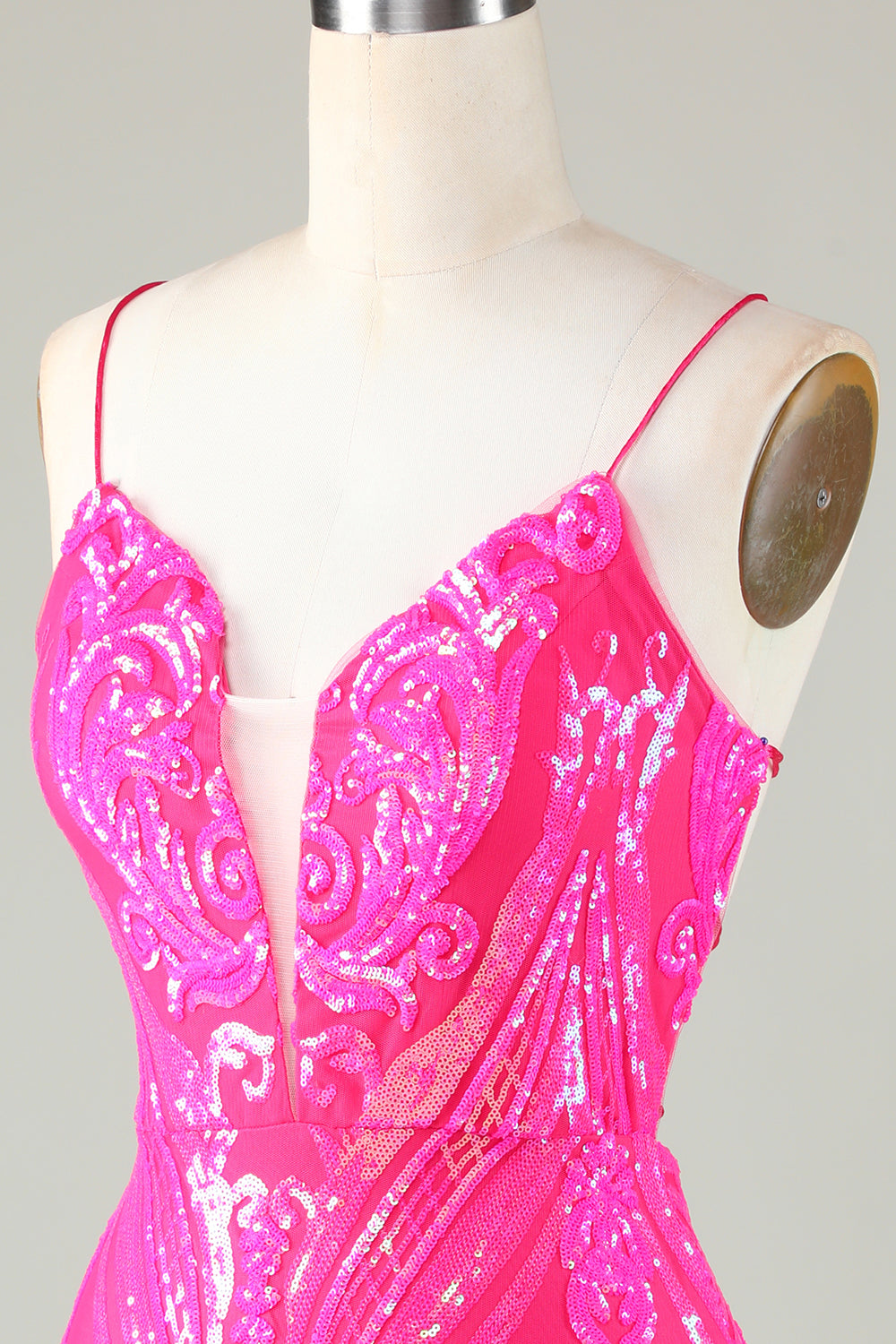 Fucsia Tirantes de Espagueti Vestido de Cóctel