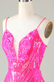 Fucsia Tirantes de Espagueti Vestido de Cóctel