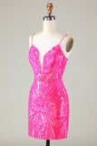 Fucsia Tirantes de Espagueti Vestido de Cóctel