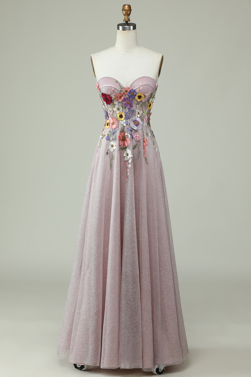 Sin Tirantes A Línea Vestido de Fiesta con Flores 3D