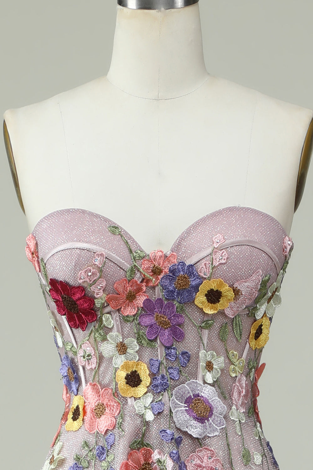 Sin Tirantes A Línea Vestido de Fiesta con Flores 3D