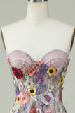 Sin Tirantes A Línea Vestido de Fiesta con Flores 3D