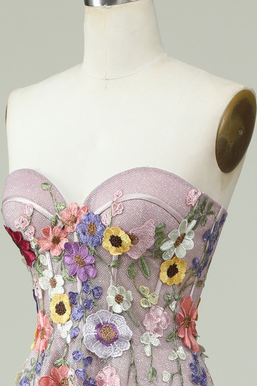 Sin Tirantes A Línea Vestido de Fiesta con Flores 3D