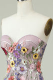 Sin Tirantes A Línea Vestido de Fiesta con Flores 3D