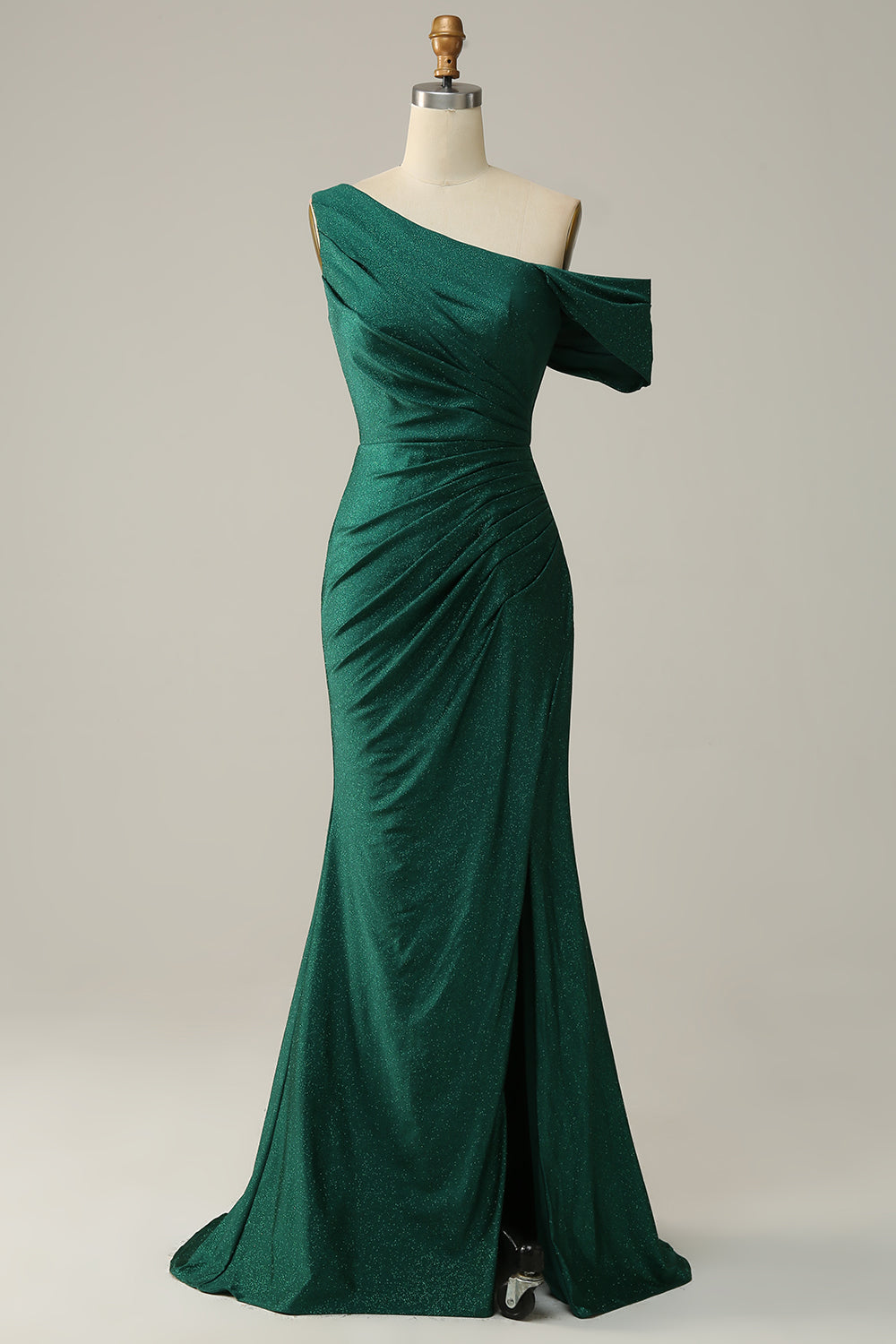 Sirena Un Hombro Verde Oscuro Vestido de Fiesta