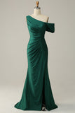 Sirena Un Hombro Verde Oscuro Vestido de Fiesta
