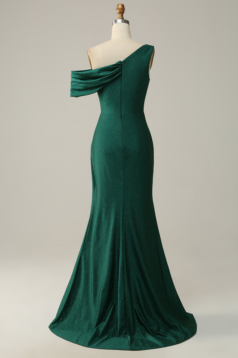 Sirena Un Hombro Verde Oscuro Vestido de Fiesta