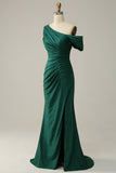 Sirena Un Hombro Verde Oscuro Vestido de Fiesta