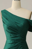 Sirena Un Hombro Verde Oscuro Vestido de Fiesta