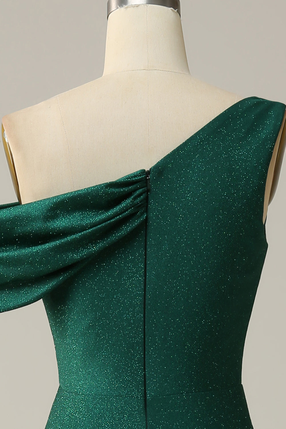 Sirena Un Hombro Verde Oscuro Vestido de Fiesta