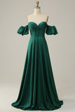 A Línea Fuera del Hombro Vestido de Fiesta Verde Oscuro