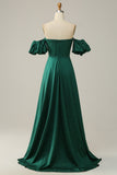 A Línea Fuera del Hombro Vestido de Fiesta Verde Oscuro