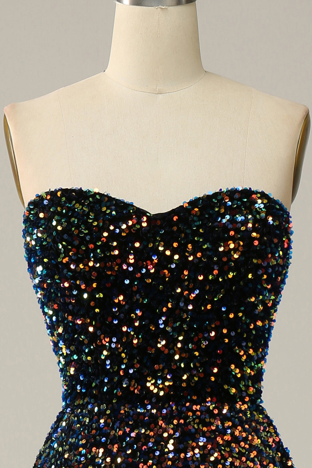 A Línea Escote Corazón Negro Midi Vestido de Fiesta