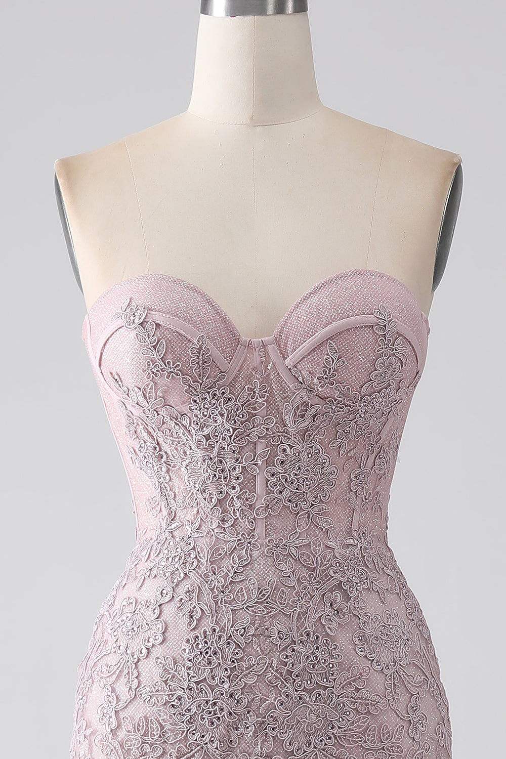 Vestido de fiesta de corsé de sirena sin tirantes brillante con apliques