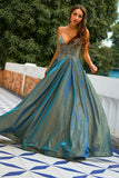 Vestido largo de fiesta con tirantes finos gris oscuro