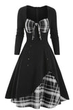 A Cuadros 1950s Vestido con Mangas Largas