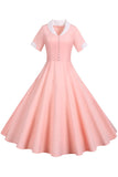 V Cuello 1950s Vestido Swing