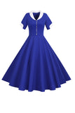 V Cuello 1950s Vestido Swing