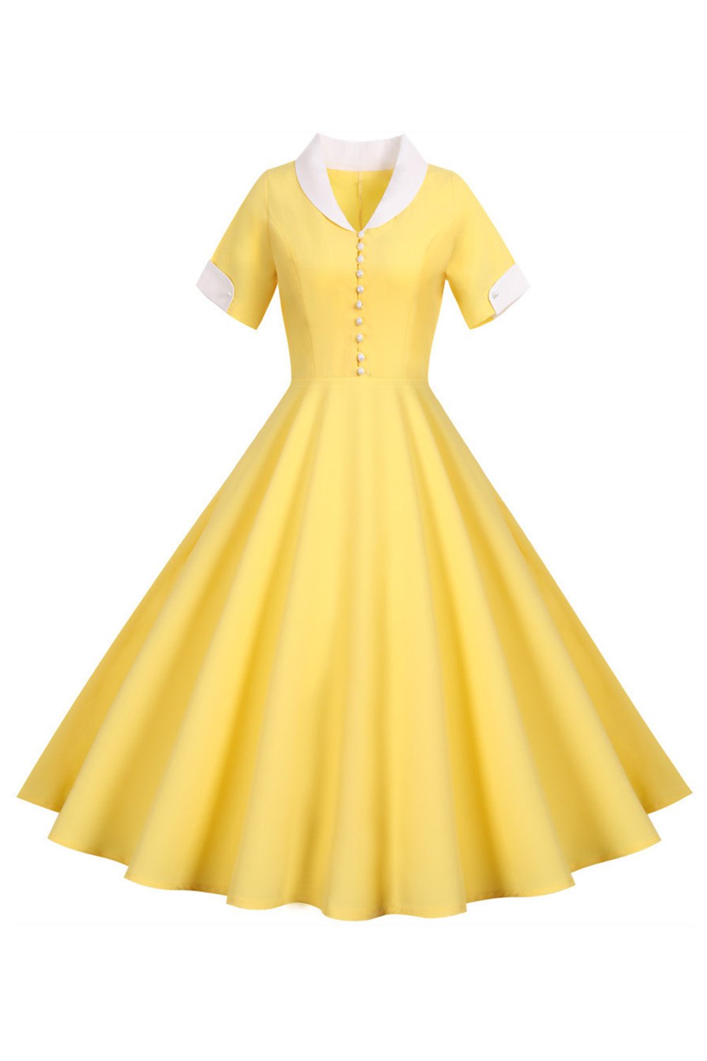 V Cuello 1950s Vestido Swing