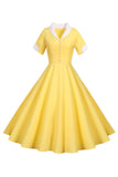 V Cuello 1950s Vestido Swing