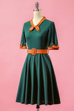 vestido de fiesta verde con cuello en V