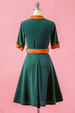 vestido de fiesta verde con cuello en V