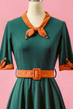 vestido de fiesta verde con cuello en V