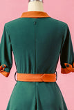 vestido de fiesta verde con cuello en V