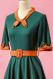 vestido de fiesta verde con cuello en V