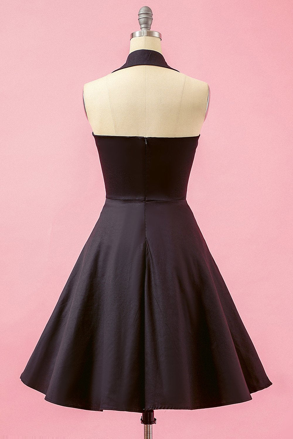 Negro cuello en V vestido de fiesta de oscilación