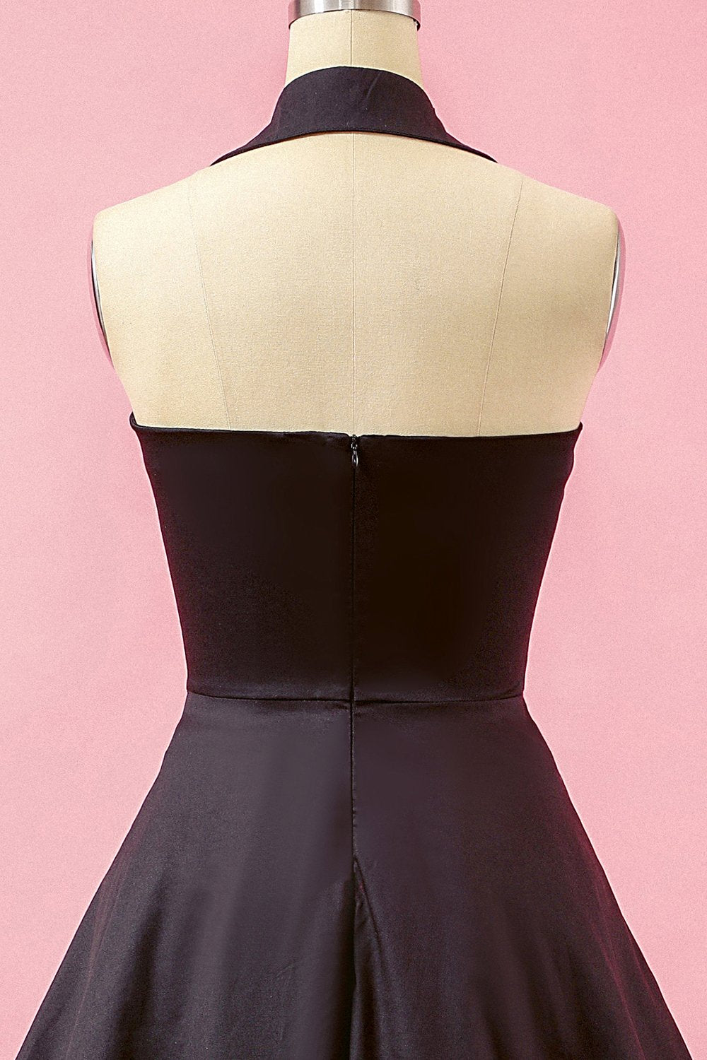 Negro cuello en V vestido de fiesta de oscilación