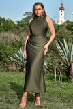 Oliva Vestido de Fiesta Con Espalda Abierta