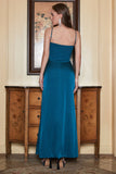 Tirantes de Espagueti Azul Vestido de Fiesta