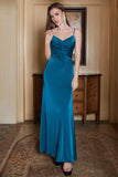 Tirantes de Espagueti Azul Vestido de Fiesta