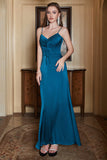 Tirantes de Espagueti Azul Vestido de Fiesta