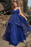 Tirantes de Espagueti Azul Marino Vestido de Fiesta