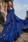 Tirantes de Espagueti Azul Marino Vestido de Fiesta