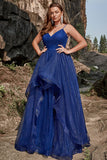 Tirantes de Espagueti Azul Marino Vestido de Fiesta